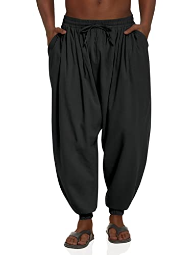 Coofandy Men's Linen Pants Lightweight Cotton Hippie Pants Casual Beach Trousers #TOP22
