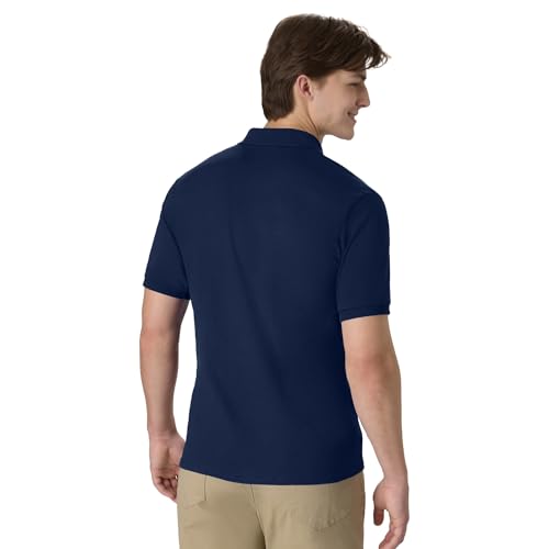 Hanes Men's Short-Sleeve Jersey Pocket Polo (Pack of 2), Navy, Large by Hanes - Used condition - Image 3