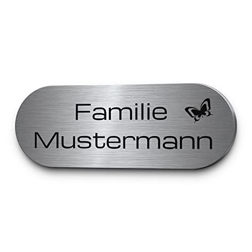 Edelstahl Namensschild für Türklingel Briefkasten o. Haustür - mit...