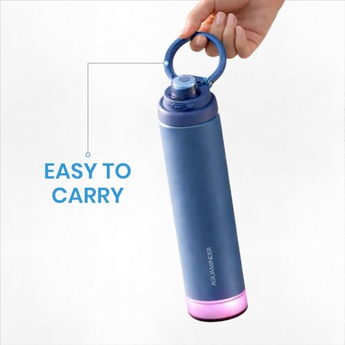 Image of Aquaminder Rio Prime+ Smart Water Bottle, 700 ml with Beep & Glow Reminder Double Wall Stainless Steel, Hot & Cold Retention, 15-Day Battery (Rio Prime+ Blue)