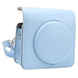 lazmin112 shoulder camera case, portable pu leather camera protective bag with shoulder strap, fit for instax square sq1 camera(blu)