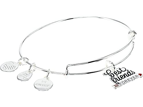 Alex and Ani Occasions Expandable Bangle for Women, Best Friends Forever Charm, Shiny Silver Finish, 2 to 3.5 in, One Size (A21EBBFFSS)