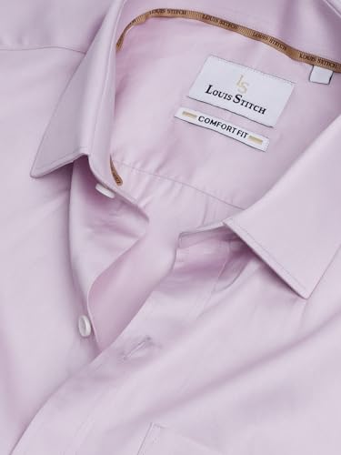 Image of LOUIS STITCH Men's Solid Regular Fit Shirt (LS-ST-BS332-S1-PKCF-42-900 BS332 Pink