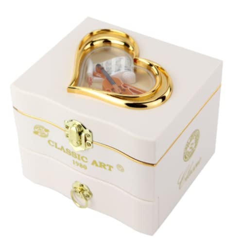 Spieluhr Schmuckkästchen, Mädchen Ballerina Spieluhr Kinder Schmuckkästchen Musikalische Aufbewahrungsbox mit Schublade für Geschenke für kleine Mädchen (Weiß) Cover