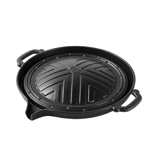 Bistecchiera in ghisa, resistente piastra in ghisa pre-stagionata, antiaderente a coste quadrate, per grigliare in interni, padella in ghisa a doppia maniglia adatta al forno, compatibile con