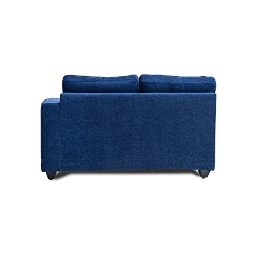 Image of Wakefit Sofa Set for Living Room | 3 Year Warranty | L Shape Sofa, Sofa Set, Wooden Sofa Set for Living Room, 2 Seater Sofa + Left Aligned Chaise - Napper (Fabric, Cobalt Blue)