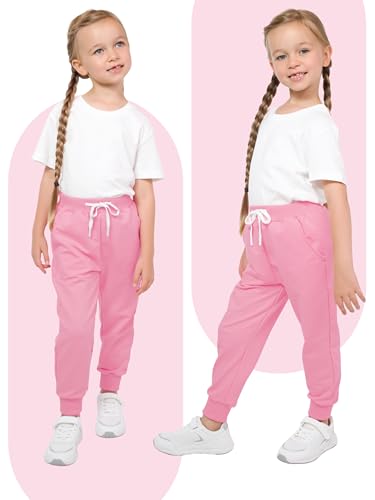 Resinta 4 Pack Girls' and Toddler Sweatpants Kids Active Jogger Pants Girls Casual Pull On Pants with Drawstring Pockets - Image 3