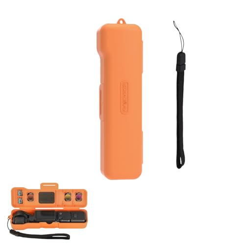 Yi Dong Pocket 3 Carrying Case, Protective Storage Case for OSMO Pocket 3, Shockproof Scratch-Resistant Travel Case, Fit for Filters & Wide-Angle Lens, with Wrist Strap (Orange)