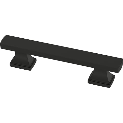 Franklin Brass 10 Pack Matte Black Cabinet Handles 3 inch (76mm) Kitchen Cabinet Handles and Drawer Pulls for Cupboards and Dressers | Tiered Foot