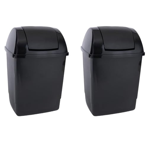 Listado de Botes de basura para baño los más solicitados. 42 JOY - Bote de Basura Rectangular, Pack de 2, con Tapa de Balancín, Ideal para Mantener la Limpieza en el Hogar y Oficina, 13 Litros de Capacidad, Plástico Libre de BPA, Negro