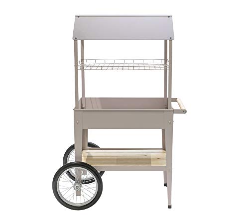 Preisvergleich Produktbild Herstera Garden Hochbeet mit Rädern Expert Taupe inkl. Abstellfläche und Überdachung Kräuterbeet Pflanzenbeet Pflanzkasten