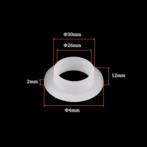 Kozelo 4 Stück Nylon-Flanschbuchsen [26 mm Bohrung x 30 mm Außendurchmesser x 12 mm Länge] Nylon-Kunststoffbuchsen für Welle, weiß