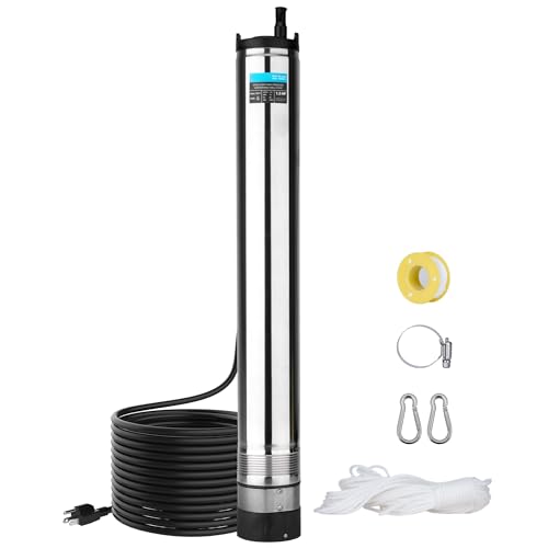 LEO 1.5HP Well Pumps Automatic ON/OFF 2200GPH 170FT 72.2FT Power Cord Stainless Steel Submersible Deep Well Pump High Pressure Water Pump for Home Irrigation Garden Use