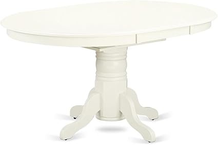 East West Furniture AVT-LWH-TP Avon Dining Room Table - an Oval kitchen Table Top with Butterfly Leaf & Pedestal Base, 42x60 Inch, Linen White