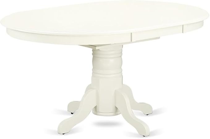East West Furniture AVT-LWH-TP Avon Dining Room Table - an Oval kitchen Table Top with Butterfly Leaf & Pedestal Base, 42x60 Inch, Linen White