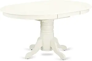 East West Furniture AVT-LWH-TP Avon Dining Room Table - an Oval kitchen Table Top with Butterfly Leaf & Pedestal Base, 42x60 Inch, Linen White