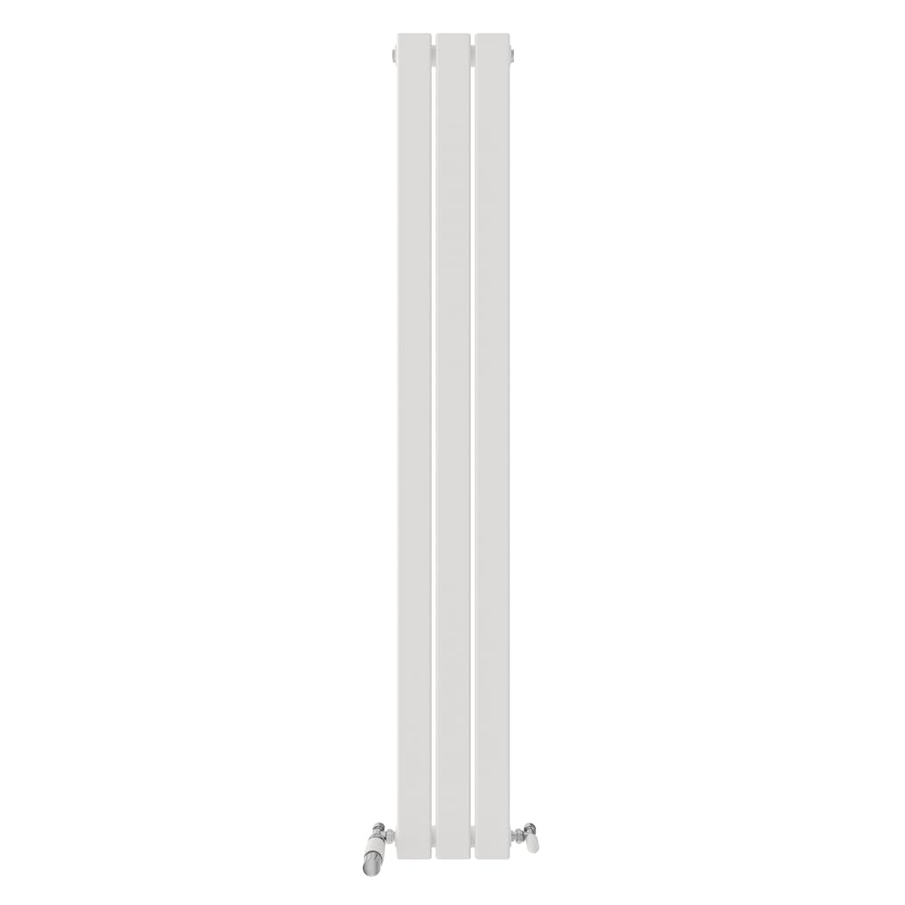 iBathUK Apex Wall-Mounted Vertical Single Slim Flat Panel Radiator, 3-Column Steel, Hydronic Central Heating, High Thermal Output, Modern Designer Raidator for Bathroom in Matt White, 1600x228 mm