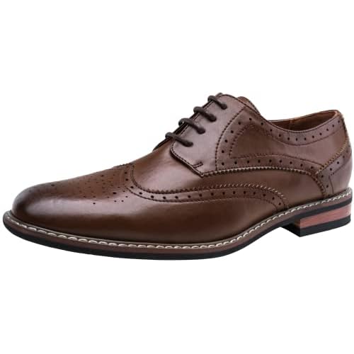 Jousen Men's Dress Cap Toe Shoes Wingtip Brogue Oxfords for Men Business Formal Derby Shoes