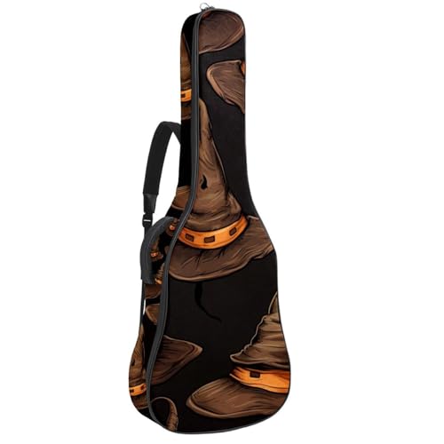 Sac de guitare acoustique étanche 42,9 pouces à motif chapeau de sorcière d'Halloween