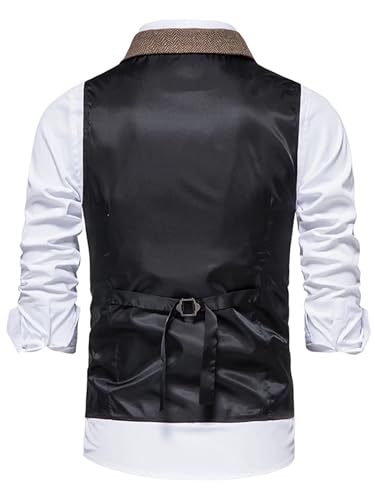 Mnjyihy Men's Herringbone Slim Fit Suit Vest Casual Business Single Breasted Lapel Banquets Weddings Formal Waistcoat2