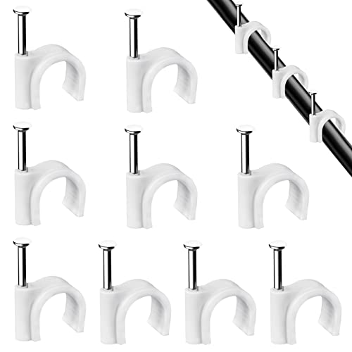 Kabelclips, 7 mm, 100 Stück, Nagelclips, stark, langlebig, weiß, rund, Kabelnägel, Wanddraht, Ordnungshalter, Clip-Management-Kabelstifte