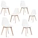 Mc Haus KATLA - Lot de 6 Chaises Salle à Manger Blanc Scandinaves avec Pieds en Bois Tulipes Salon Cuisine Design Nordique 47 x 46 x 82 cm