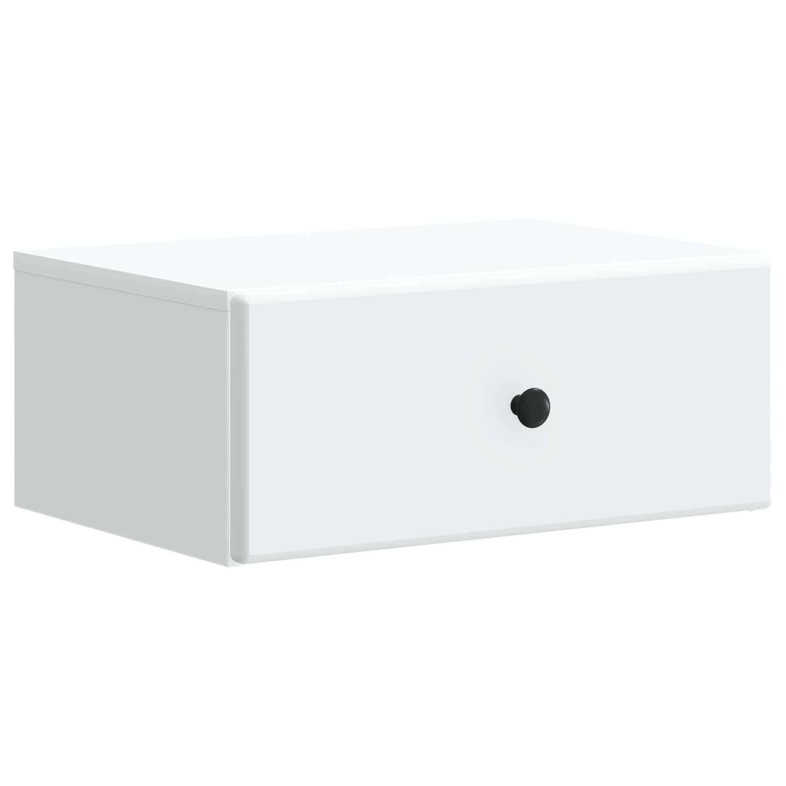 Table de chevet murale blanche - 49 x 34,5 x 20 cm - En bois