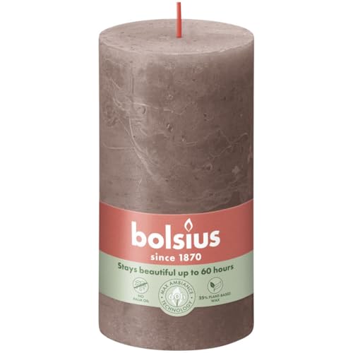 Bolsius Candela Rustic Taupe Ø68 mm - Altezza 13 cm - Grigio talpa - 60 ore di combustione