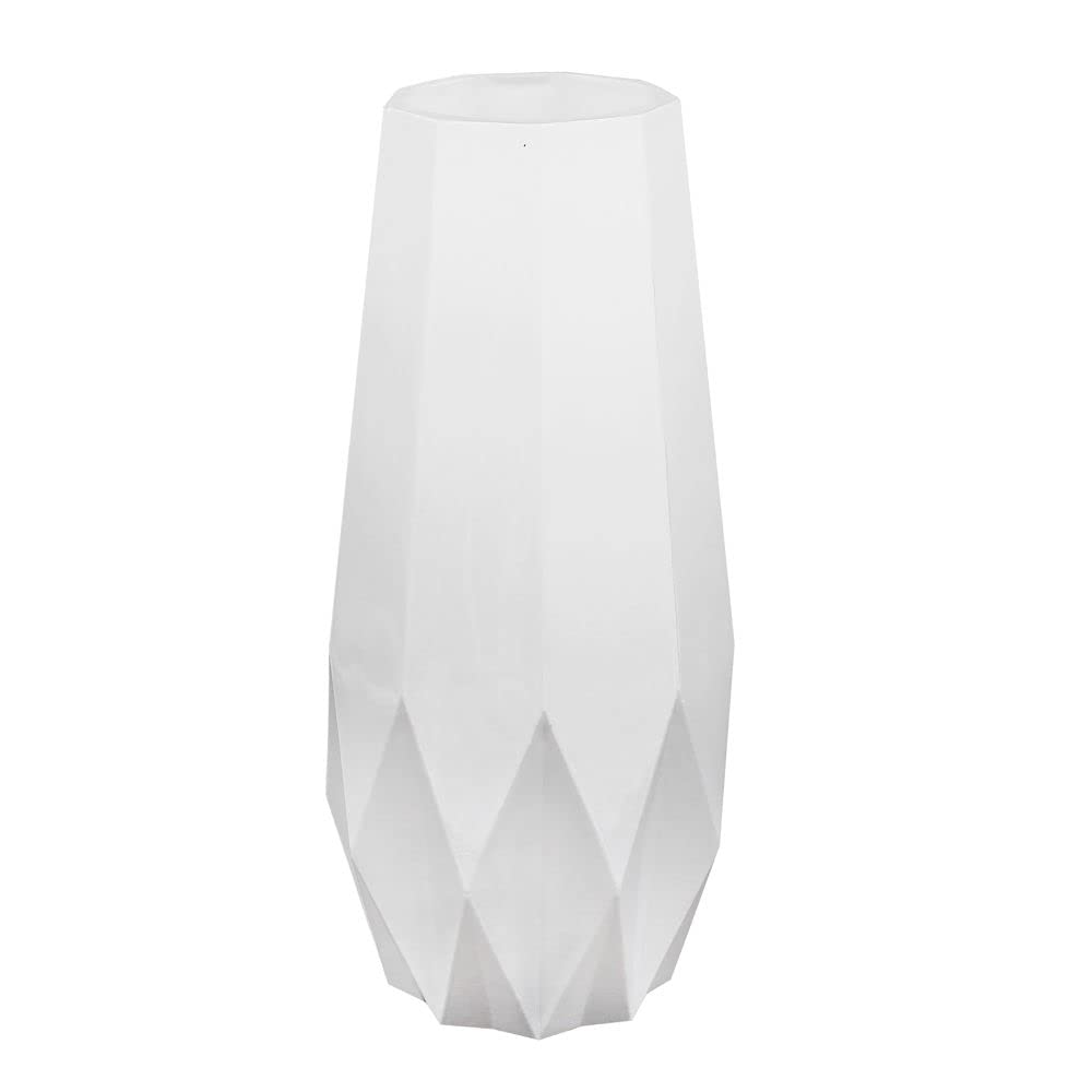 Leonardo White Vincenza Glass Geometric Diamond Vase 32Cm