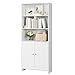 FOREHILL Bibliothèque de Salon Étagère de Rangement Grand Blanche Armoire avec 2 Portes en Bois pour Bureau à Domicile 70x29.5x167cm
