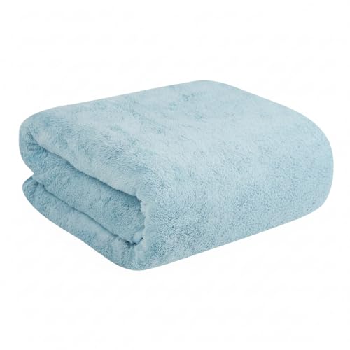 Image of Dribble Coral Fleece 450 GSM Bath Towel 70x140 cm | Ultra Soft, Quick Dry, Highly Absorbent | Lightweight & Skin-Friendly Towel for Bathroom, Gym & Travel, Blue