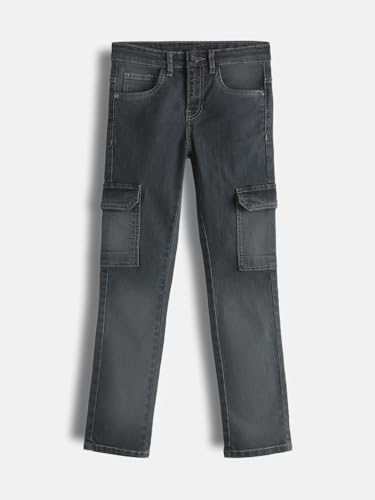 Image of Urbano Juniors Boy's Slim Fit Washed Denim Cargo Jeans with 6 Pockets Stretchable