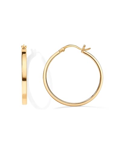 Aretes, Home Improvement PAVOI Aretes de Aro ligeros chapados en Oro Amarillo de 14 Quilates con Perno de Plata de Ley 925 | Elegantes Arracadas de 30mm para Mujer