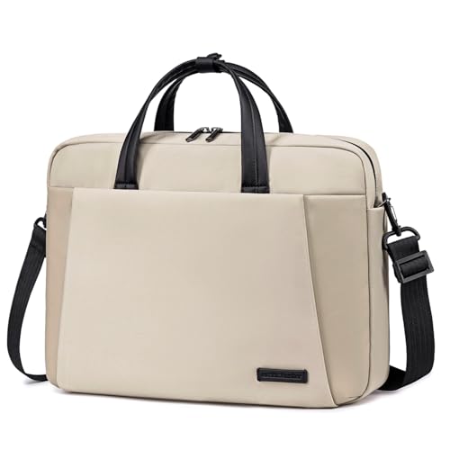 Arctic Hunter Nylon Laptop Bag for Office 15.6" Laptop Compartment Shockproof Water Repellent 2 in 1 Sling Hand Bag Detachable Shoulder Strap Stylish Slim Business Laptop Briefcase (Khaki)