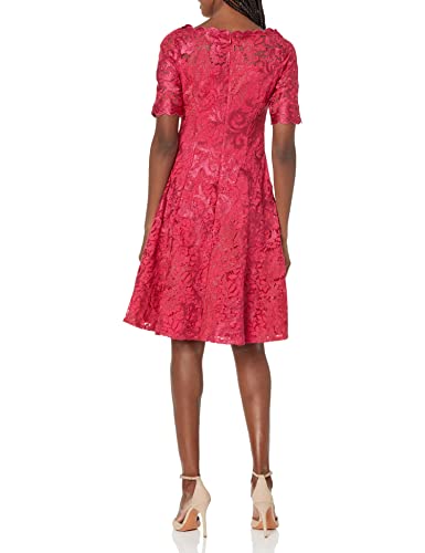 Adrianna Papell Women's Embroidered Lace Midi Dress, Warm Cherry, 12 #TOP2