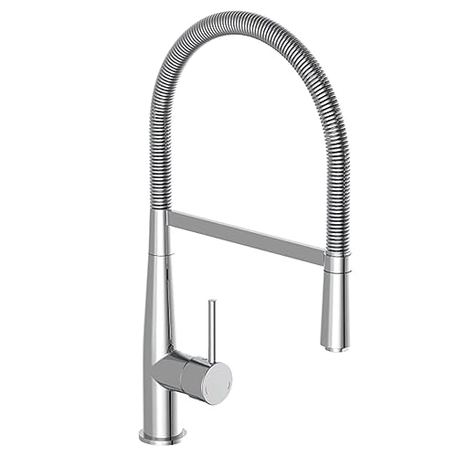 Schütte 79170 NEW YORK Spiralfeder Küchenarmatur mit Brause, 360 Grad schwenkbarer Wasserhahn Küche, Armatur mit ausziehbarer Geschirrbrause, Chrom