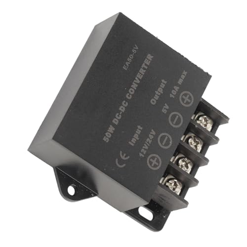 Jeffergarden Convertidor de Potencia EA50-5V, Material ABS, Disipación de Calor Eficiente, Salida de Potencia de 50 W, Ideal para Sistemas de Navegación de Automóviles y Paneles Fotovoltaicos