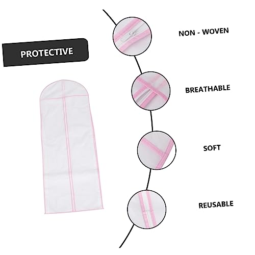 HEALLILY Garment Bag for Wedding Dress Bridal Gown Cover Nonwoven Pink 150cm Long Washable3