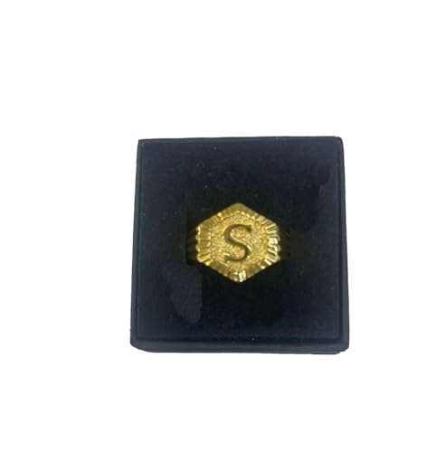 Image of 18k gold plated brass Hexagon shape initial ring already sized ring