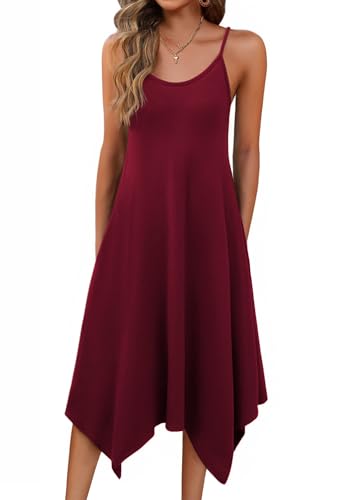 Image of Zeagoo Women Summer Midi Dresses 2026 Hawaiian Bohemian Beach Cover Up Sundress Spaghetti Strap Casual Dress with Pockets