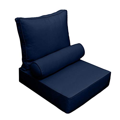 Pipe Trim Small 23x24x6 Outdoor Deep Seat Back Rest Bolster Cushion Insert Slip Cover Set AD101