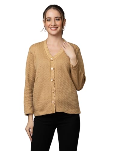 Image of Wear lusso Women Woolen V Neck Casual Wear Stylish Cardigan Sweaters for Winter with Side Pocket | Cozy and Warm Winter Sweater for Girls /Ladies