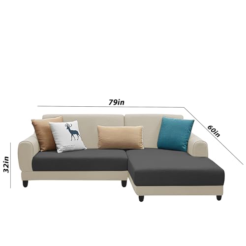 Image of Kraven RHS 4 Seater L Shape Sofa Set for Living Room (Cream Black Fabric) Premium Fabric Sofa