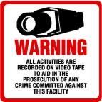 SECURITY SIGN - #204 One (1) Commercial Grade Outdoor/Indoor Security Surveillance CCTV Video Warning! Sign #204