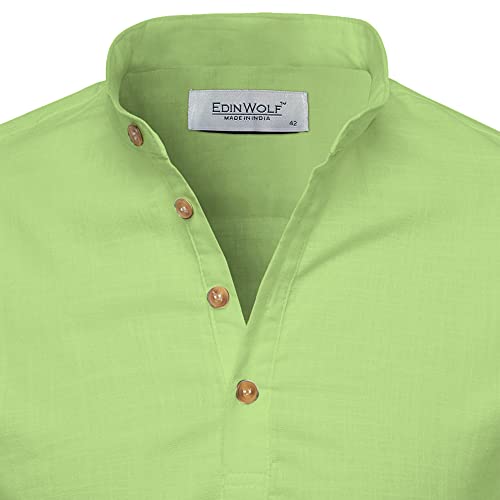 Image of Men's Full Sleeve Beige Color Cotton Blend Spread Slim Fit Shirt Style Kurta for Men and Boys