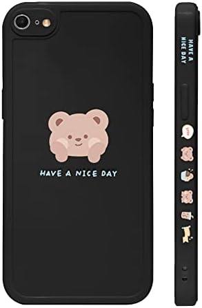 Ownest Compatible for iPhone 7/8/SE 2020/2022 Case Cute Painted Design Brown Bear with Cheeks for Women Girls Fashion Slim Soft Flexible TPU Rubber for iPhone 7/8/SE 2020/2022-Black