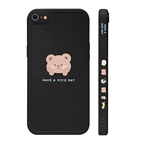 Ownest Compatible For Iphone 7/8/Se 2020/2022 Case Cute Painted Design Brown Bear With Cheeks For Women Girls Fashion Slim Soft Flexible Tpu Rubber For Iphone 7/8/Se 2020/2022-Black #TOP23