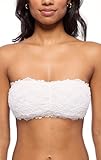 JENNY JEN Women's Amber Bandeau Bra with Adjustable Straps, Unpadded & Unlined Wireless Tube Top Bralette, Everyday Lingerie (Medium, White)