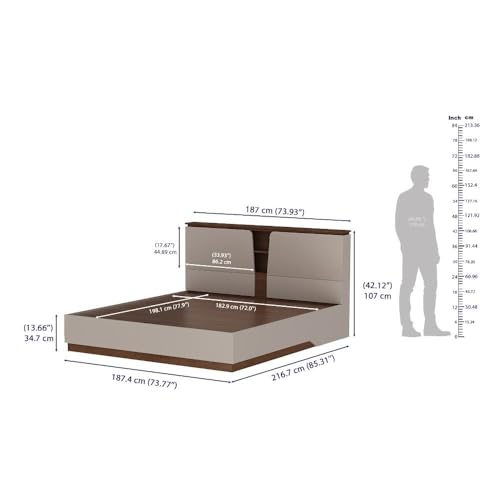 Image of Wakefit Bed | 3 Yr Warranty | King Size Bed, Comes with Hydraulic Storage, Noise-Free, Density: 680-750 kg /m, Termite & Borer Resistant, Fits Mattresses Up to 8 inches (Kora 78x72 - Columbian Walnut)