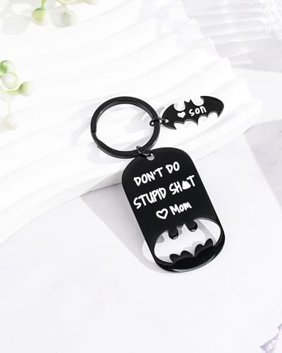 Image of Father Keychain, Batman Keychains for New Dad Step Dad Grandpa Son, Fathers Day Birthday Gift for Daddy from Daughter